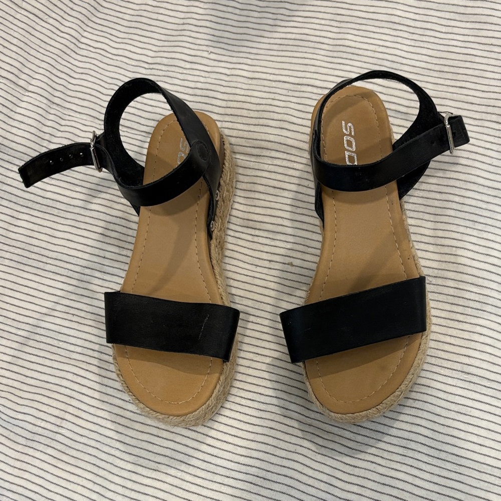 Soda Black Ankle Strap Sandals